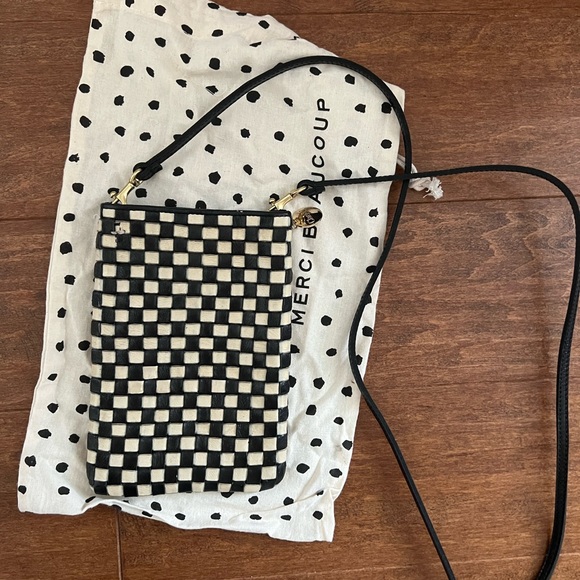 Clare V Poche black and white woven checker - Picture 1 of 4